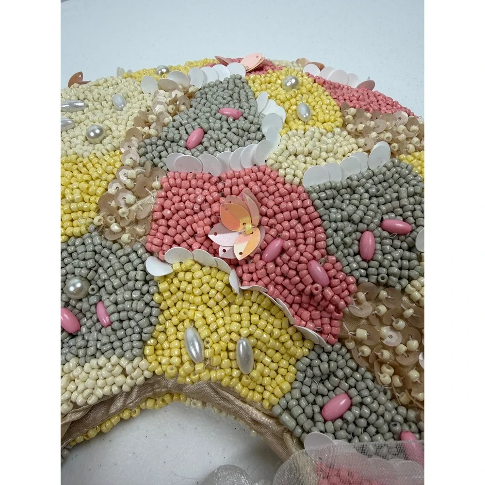 NWT Handcrafted India Beaded Hobo Bag Pastel Sequin Pearl Embellished New
